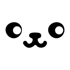 Cute black and white cartoon face with large eyes and a small nose and mouth