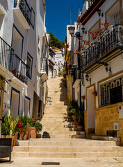 way up the stairs in a spanish town