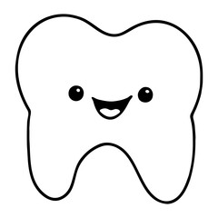A cute cartoon tooth with a smiling face