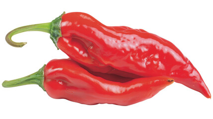 Two red peppers are shown, one of which is cut in half