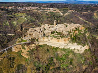 aerial view of the famous Civita di Bagnoregio