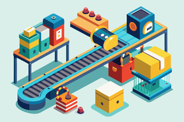 Conveyor Belt System vector illustration