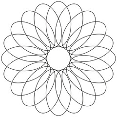 flower art line for decoration and coloring, sunflower, sacred geometry lotus