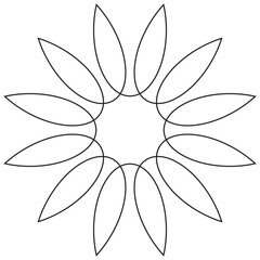 flower art line for decoration and coloring, sunflower, sacred geometry lotus