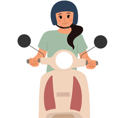 a portrait of woman riding motorcycle illustration