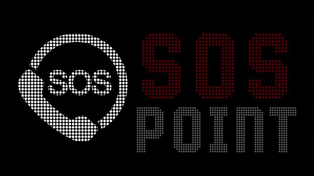 SOS Point Sign Digital Animation - High-Definition Animated Video Featuring a Dynamic 'SOS Point' Sign with Bold Motion Effects - Ideal for Emergency Alerts, Safety Notifications, and Navigation Assis