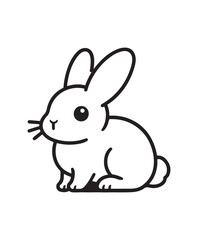 Rabbit  in grass vector style, black and white color