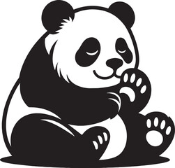 Panda Silhouette isolated on white background Minimalist panda flat vector shape icon
