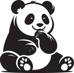 Panda Silhouette isolated on white background Minimalist panda flat vector shape icon