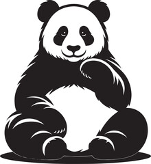 Panda Silhouette isolated on white background Minimalist panda flat vector shape icon