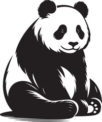 Panda Silhouette isolated on white background Minimalist panda flat vector shape icon
