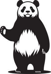 Panda Silhouette isolated on white background Minimalist panda flat vector shape icon