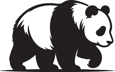 Panda Silhouette isolated on white background Minimalist panda flat vector shape icon