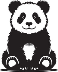 Panda Silhouette isolated on white background Minimalist panda flat vector shape icon