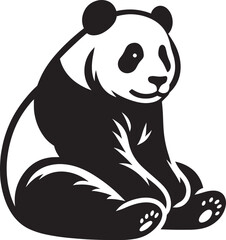 Panda Silhouette isolated on white background Minimalist panda flat vector shape icon