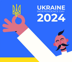 Ukraine National Day 2024. Flat Vector illustration for banner, background, poster and others.