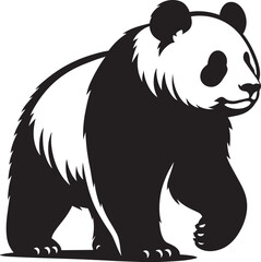 Panda Silhouette isolated on white background Minimalist panda flat vector shape icon