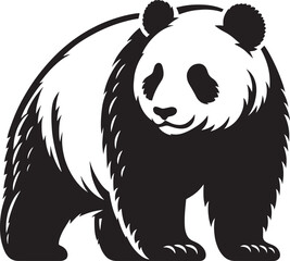 Panda Silhouette isolated on white background Minimalist panda flat vector shape icon