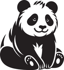 Panda Silhouette isolated on white background Minimalist panda flat vector shape icon