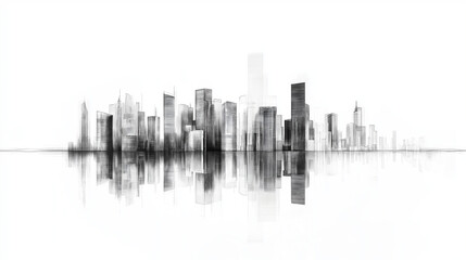 Obraz premium abstract city skyline, modern city landscape, black and white 