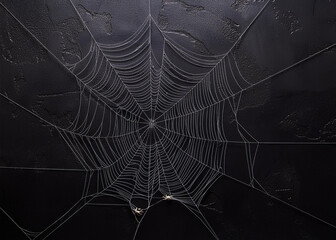 White spider web on black background, halloween