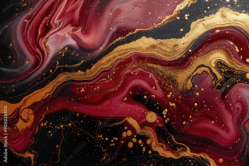 Poster abstract red, gold, and black swirl. perfect for use as a background or design element.