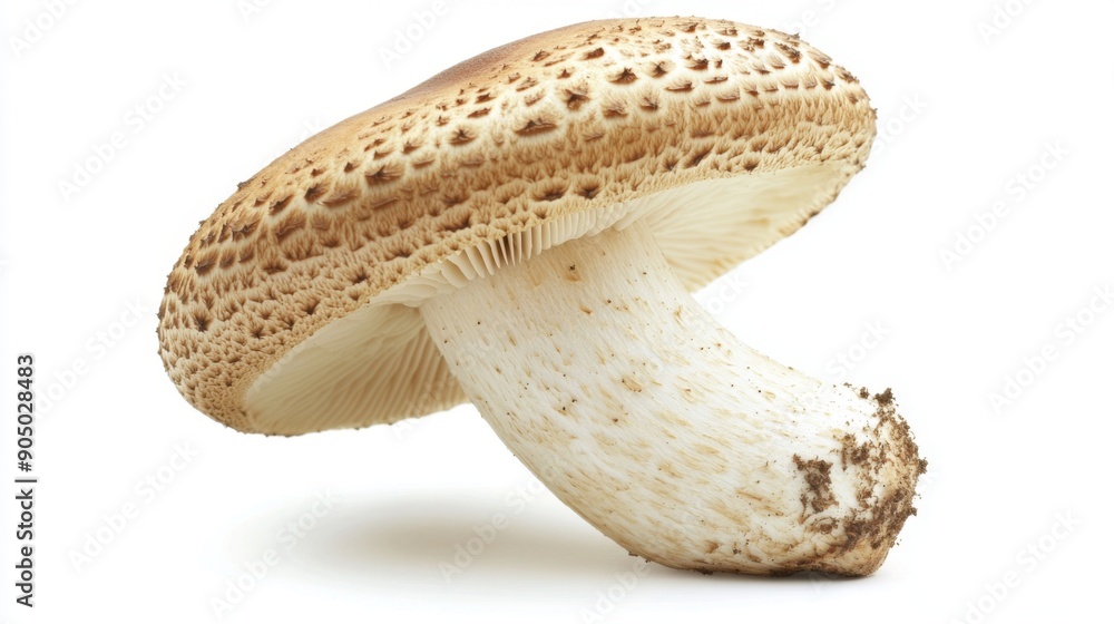 Aufkleber a single matsutake mushroom with its distinct cap and stem, isolated on a white background.