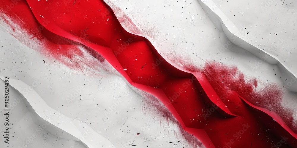 Poster an abstract red and white wave pattern design suitable for various media applications