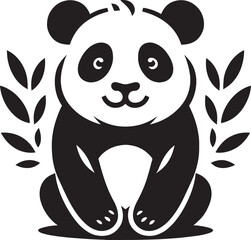 Panda Silhouette isolated on white background Minimalist panda flat vector shape icon