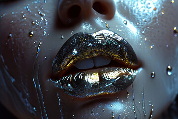 golden lip close up