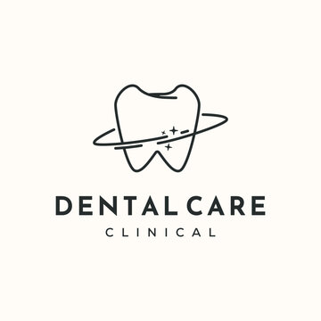 dental health line logo vector minimalist illustration design, dental clean service logo design