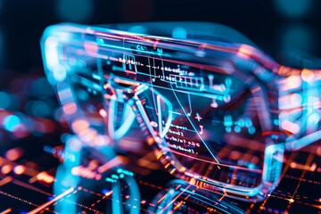 Futuristic glasses with digital interface, showcasing technology and innovation in smart eyewear and augmented reality.