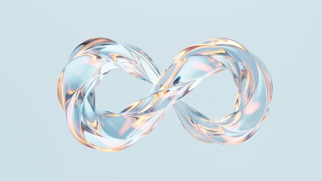 Flowing mobius belt glass geometry, 3d rendering.