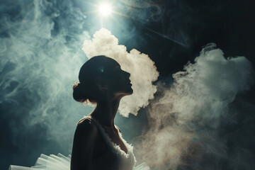 Generative AI picture of beautiful charming ballet dancer ballerina in stage ballroom gown