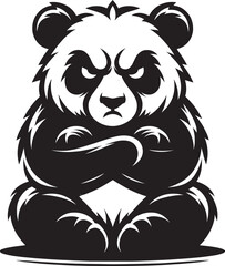 Angry Panda Silhouette isolated on white background Minimalist panda flat vector shape icon