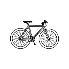 Obraz premium fixie bike modern side view black and white vector line art
