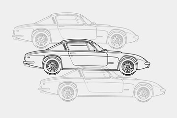 Hand-drawn vector image of a car. Perfect for illustration of articles on car topics, presentations, template design, interior decor, offices, salons, garages, rooms.