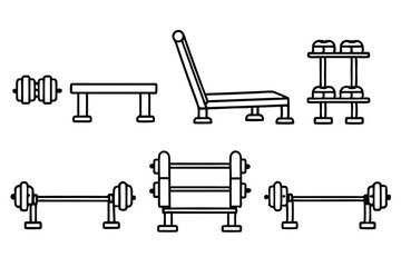 Weight Bench Line Art Clean Minimalist Illustration for Gym