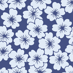 Japanese Overlap Cherry Blossom Vector Seamless Pattern