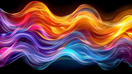 Obraz premium Abstract Colorful Wave Pattern with Black Background
