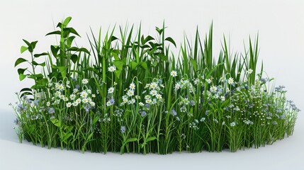 Lush Greenery With Wildflowers Flourishing Under Bright Sunlight