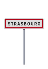 Panneau d'entrée de la ville de Strasbourg (Bas-Rhin) en vectoriel