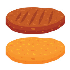 Vector cartoon image of hamburger ingredient. Cutlets. Fast food and tasty food concept. Elements for your design. Banner for website, leaflets, etc.