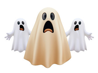 Obraz premium Cartoon ghosts in surprised expressions