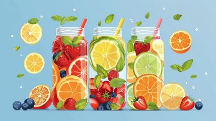 Freshly made detox water with fruits, Hydration skin, Hydrating and cleansing