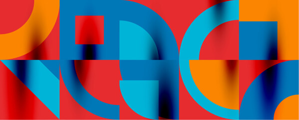 Obraz premium Neo memphis geometric pattern with circles, squares. Pop art abstract background for covers, banners, flyers and posters and other templates