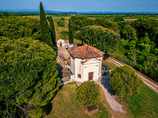 The magic of the Grado lagoon. Among the islands the ancient landing place and the church of San Marco. Beginning of Christian evangelization.