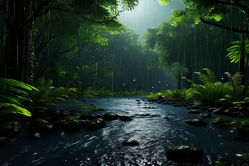 Obraz premium forest in the rain