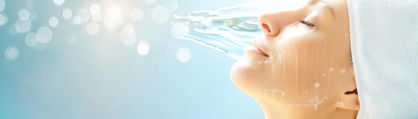Fototapeta premium Woman enjoying a hydrating facial treatment, Hydration skin, Professional skin hydration