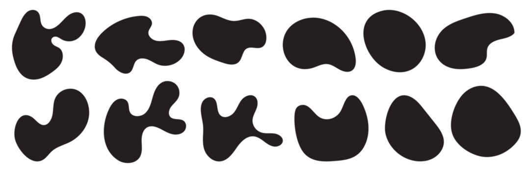 Abstract organic shape. modern blotch shape, black blobs shape set, Random blob shapes.